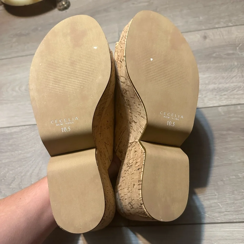 Cecilia New York Frost Cork Espadrille Platform Mule 10.5 NWOB